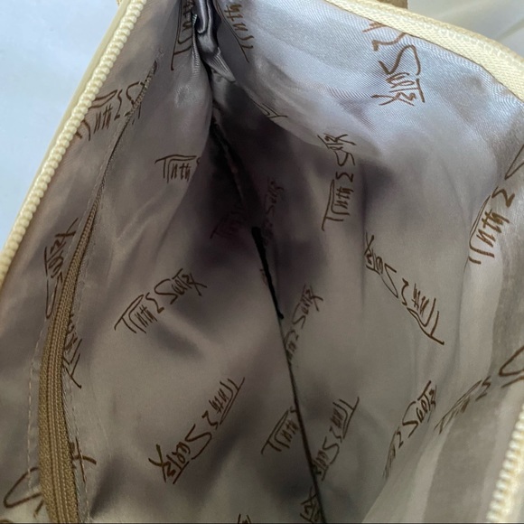 Vintage Ruth Saltz Pearl/Gold Leather Rose Wristlet Clutch Purse - Picture 7 of 7